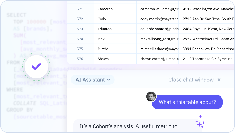 Sourcetable is an ideal solution for businesses seeking to enhance their reporting and analytics. No need to write DAX or SQL queries, align your team using the tool people already understand: spreadsheets.