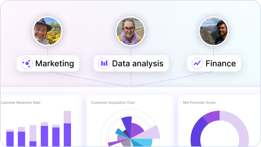Specifically designed to make working with data much easier for knowledge workers of all kinds. Whether you’re in sales, marketing, finance or HR, Sourcetable gets you access to your data without the need for code.