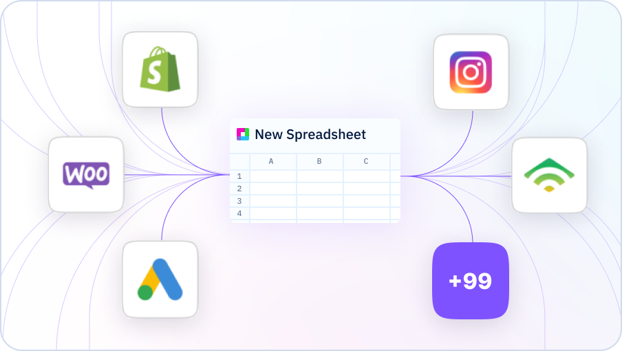 With Sourcetable, you can easily sync data from any data source, including business applications and databases including Quickbooks, Salesforce and Hubspot, MySQL and Postgres. You can also import large CSV, TSV and XLSX files. 